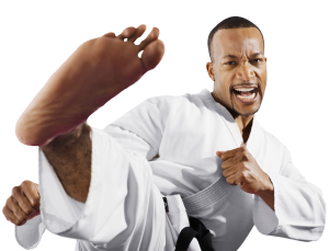 adult man karate kicking